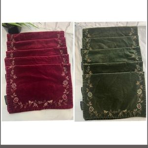 Pottery Barn Burgundy and Forest Green Floral Placemats